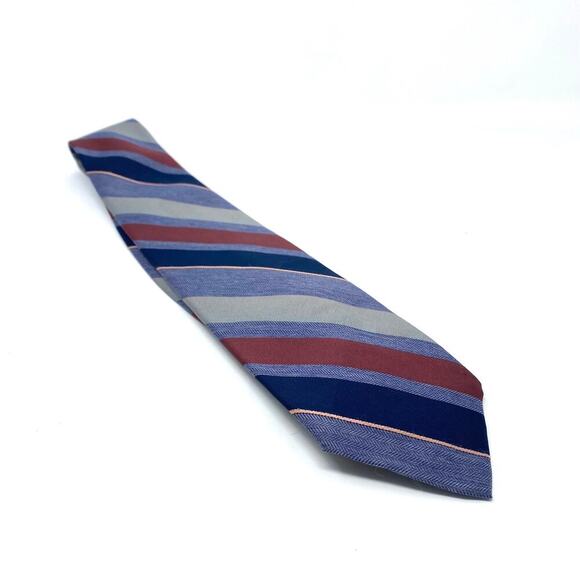 Vintage Givenchy Monsieur Tie. Blue/Burgundy/Pink Diagonal Stripes .Silk blend. - Picture 3 of 10